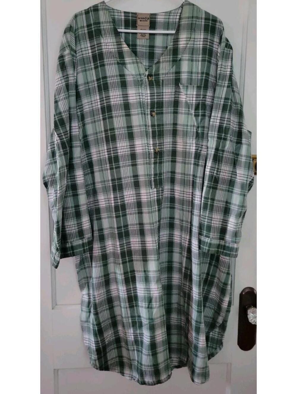 Scandia Woods Men’s Nightshirt XL 2XL 100% Cotton Sleep Shirt Lounge green